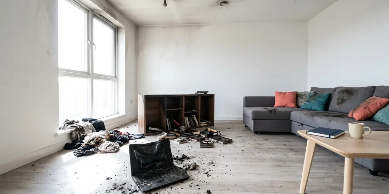 Apartment living room smoke damage How a 4 Minute Renters Insurance Quote Saved One Tenant Over 23000
