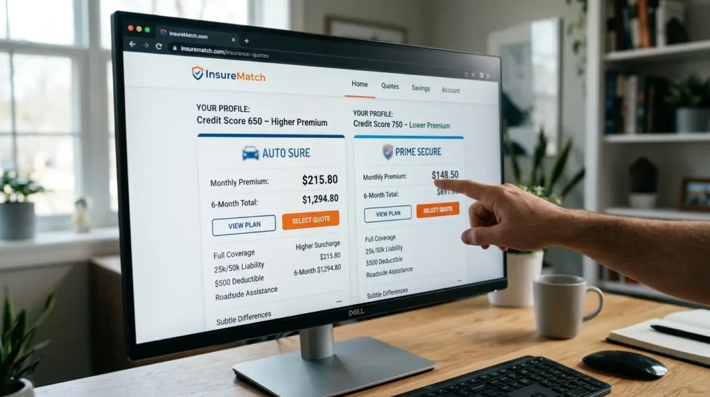 Finding Cheap Insurance Quotes: 5 Factors That Lower Your Premium by 40% 1 Credit Score Quote Comparison UI