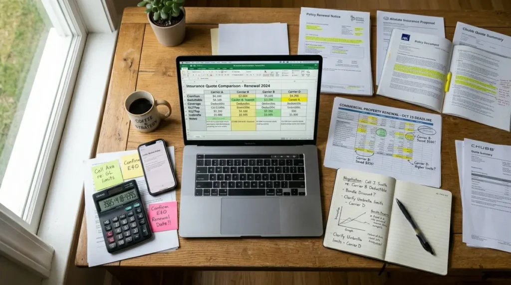 Insurance Quote Comparison Dashboard Scene