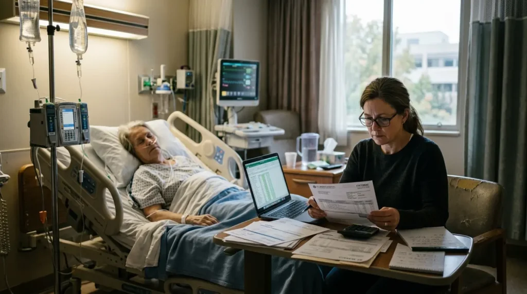 Why Income Protection Insurance Beats Savings Accounts for Disability Risk 2 Patient family reviewing medical bills