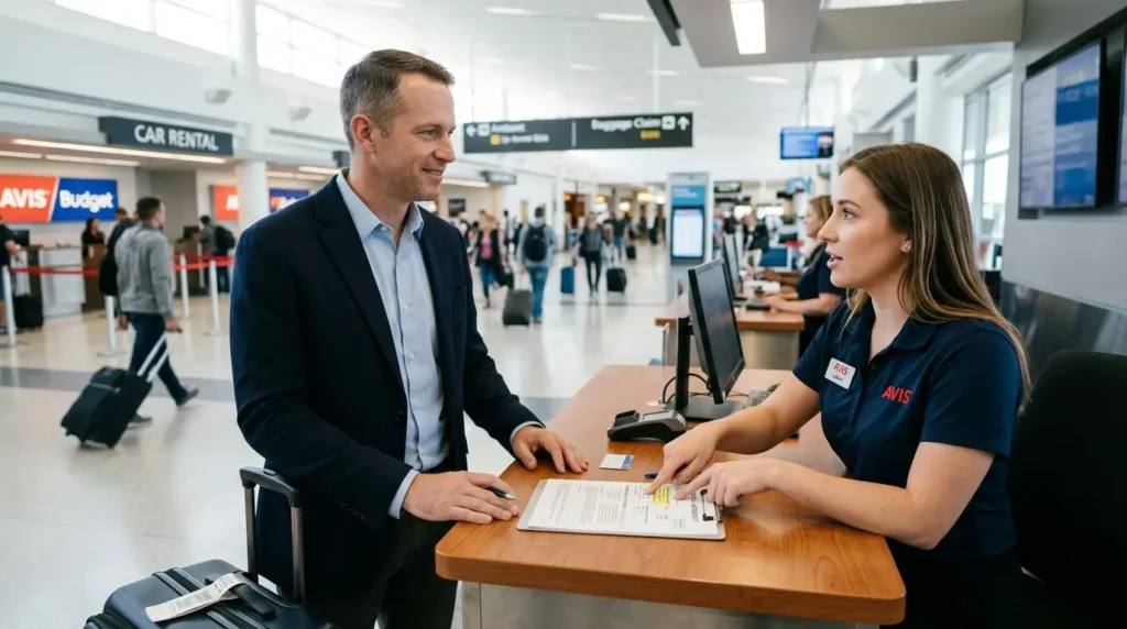 Politely Declining Rental Car Insurance at Desk