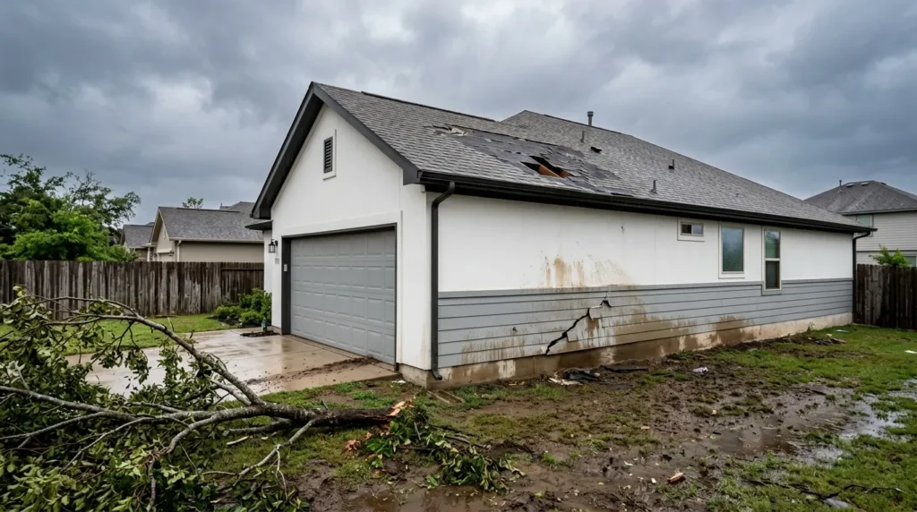 Suburban home with storm damage homeowners get wrong about State Farm coverage