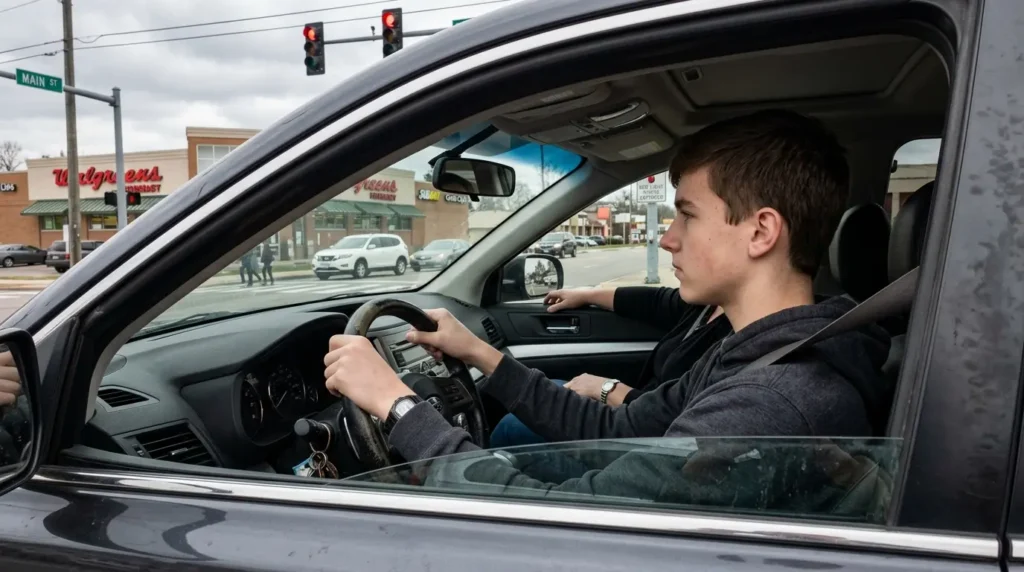 Nobody Told You the Best Car Insurance for Young Drivers Exists Until You Read This 3 Teenager driving at red light Young driver car insurance and vehicle selection