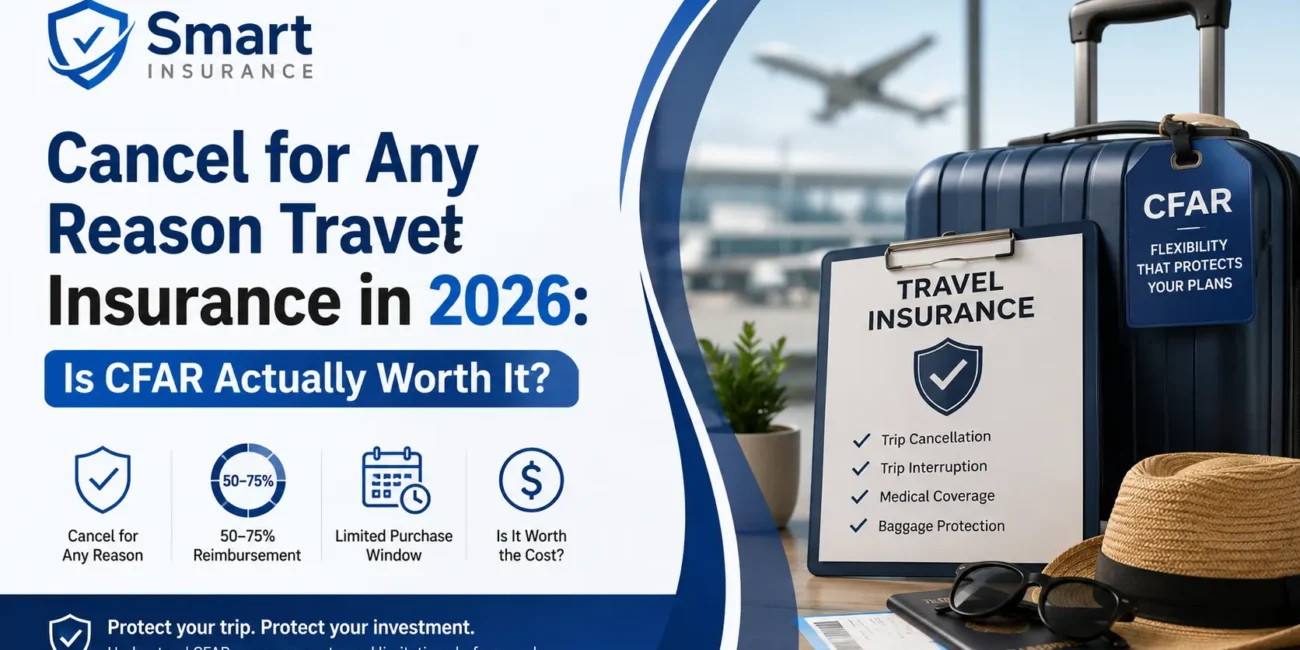 Cancel for any reason travel insurance explained with CFAR coverage, costs, reimbursement, and eligibility in 2026